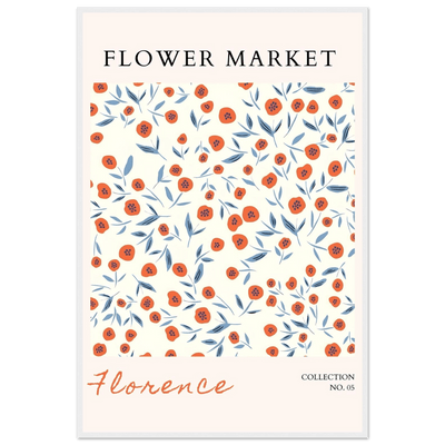 Florence Flower Market Art Print – Vibrant Orange Poppies & Blue Leaves | Framed & Ready-to-Hang Wall Art - Vibrantwalls