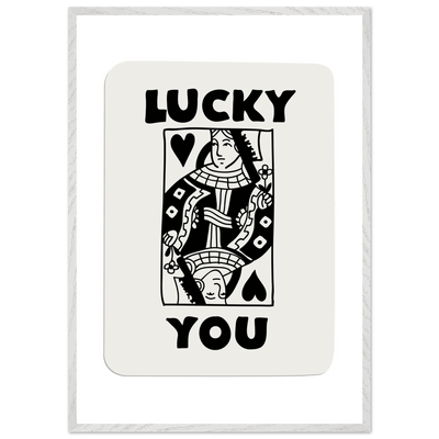Lucky You Poker Card Queen of Hearts Art Print - Mounted Framed Poster, Eco-Friendly Wood Frame - Vibrantwalls