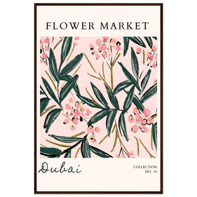 Dubai Flower Market Art Print – Blush Pink & Emerald Green Botanical Framed Poster | Ready-to-Hang - Vibrantwalls