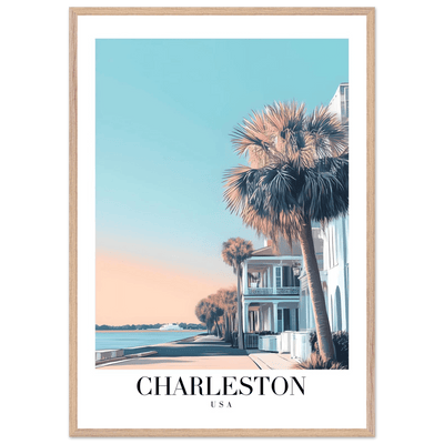 Charleston USA Framed Poster – Coastal Charm & Vintage Travel Art with Wooden Frame - Vibrantwalls