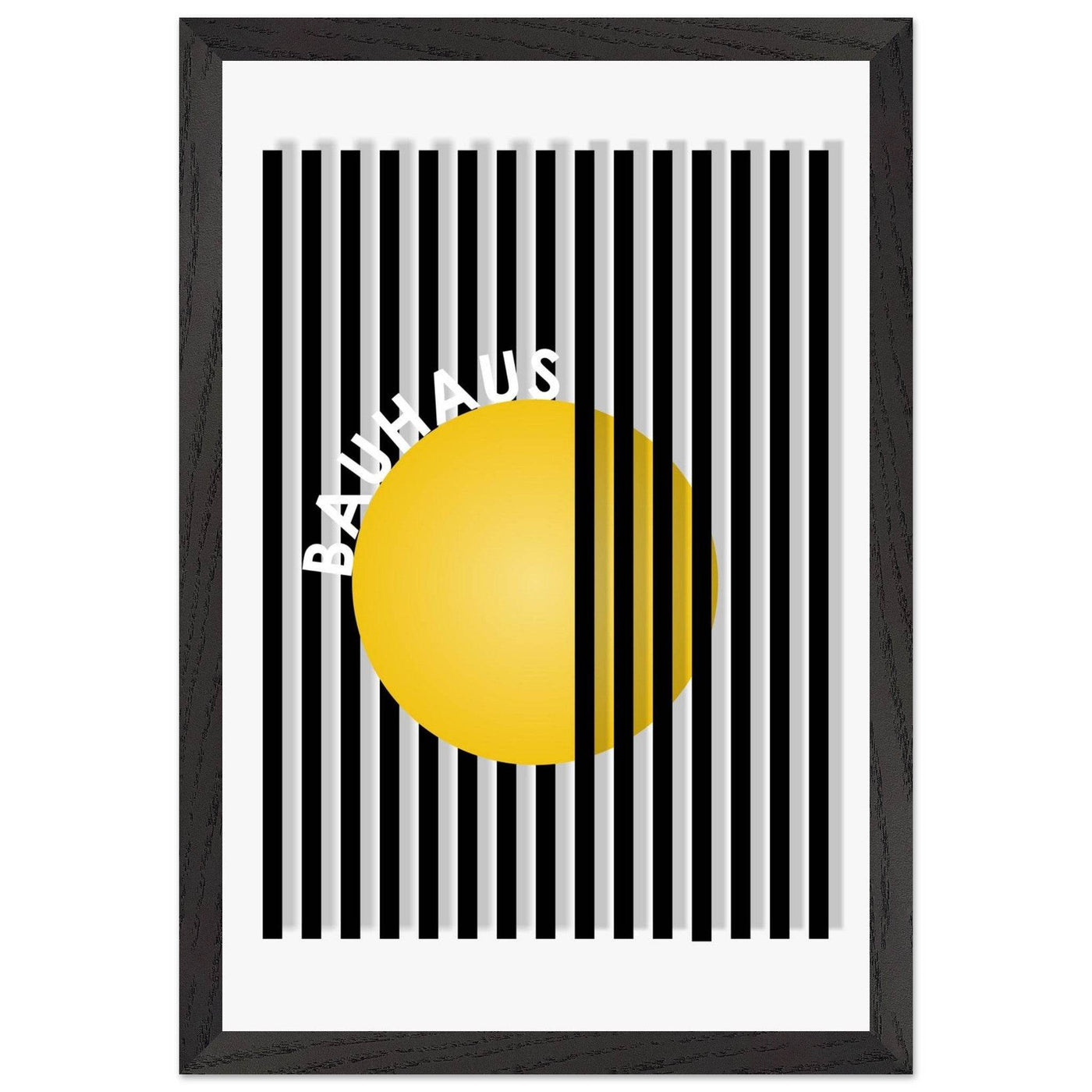 Bauhaus Yellow Circle Wall Art with Modern Stripes - Vibrantwalls