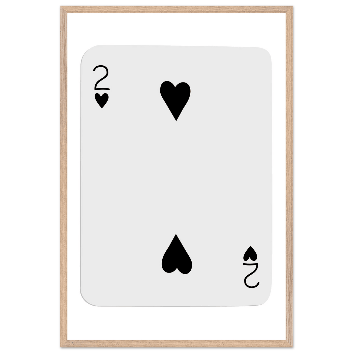 Two of Hearts Poker Card Print - Framed Wall Art, Eco-Friendly Wood Frame in Multiple Sizes & Finishes - Vibrantwalls