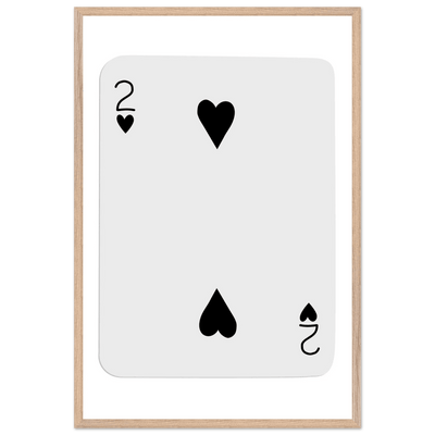 Two of Hearts Poker Card Print - Framed Wall Art, Eco-Friendly Wood Frame in Multiple Sizes & Finishes - Vibrantwalls