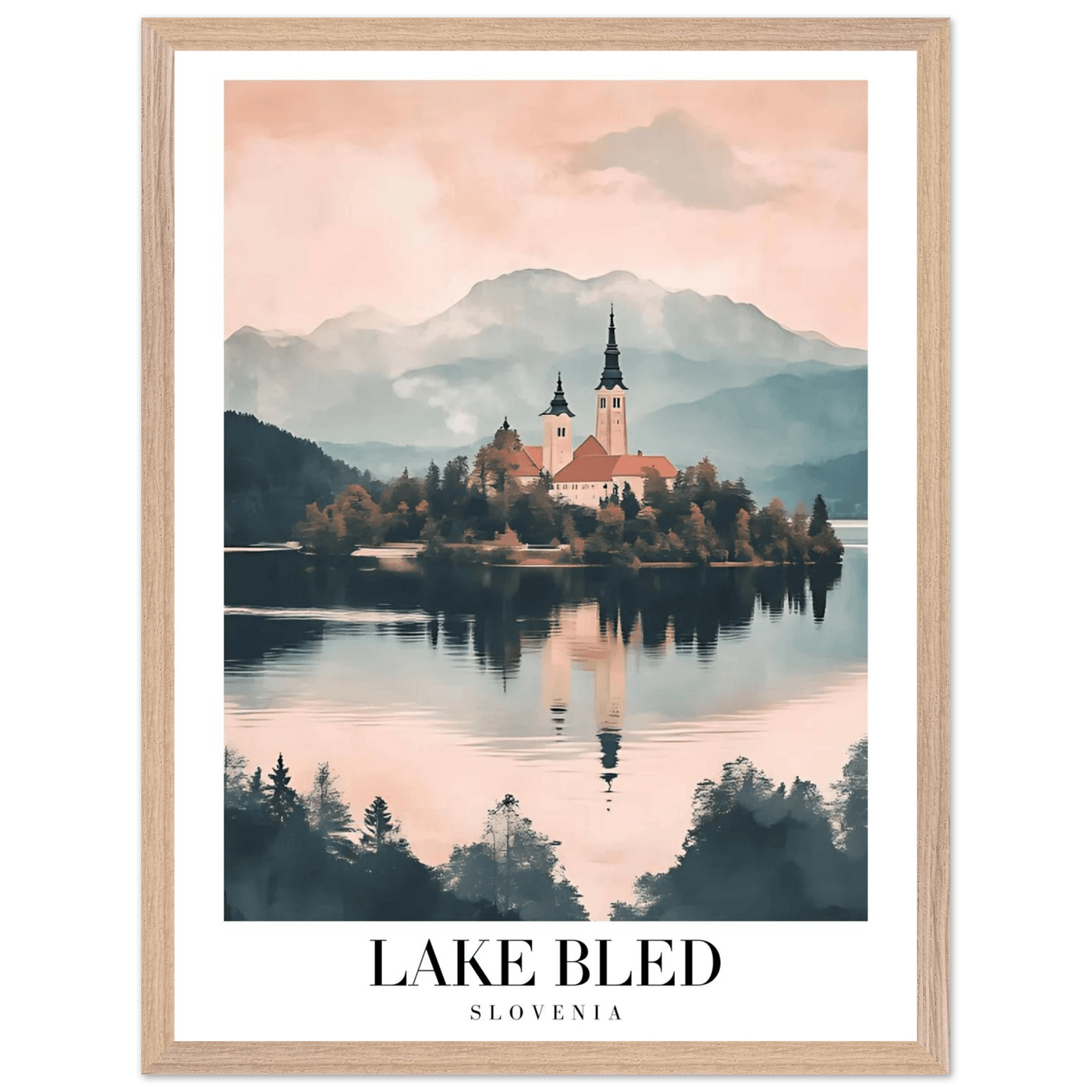 Lake Bled Slovenia Framed Poster – Serene Lakeside Wall Art with Wooden Frame - Vibrantwalls
