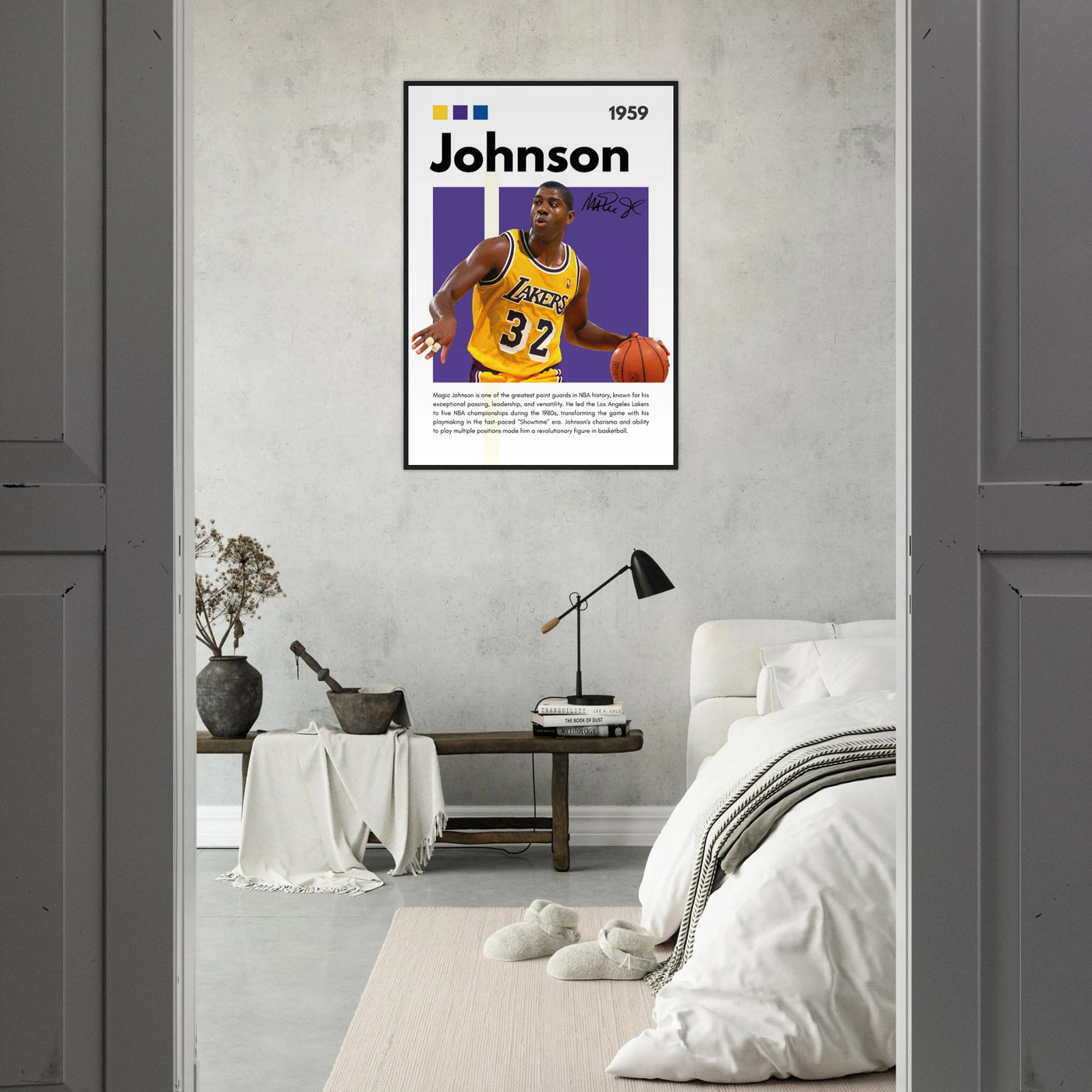Magic Johnson Showtime Lakers Vintage Art Print Vibrantwalls