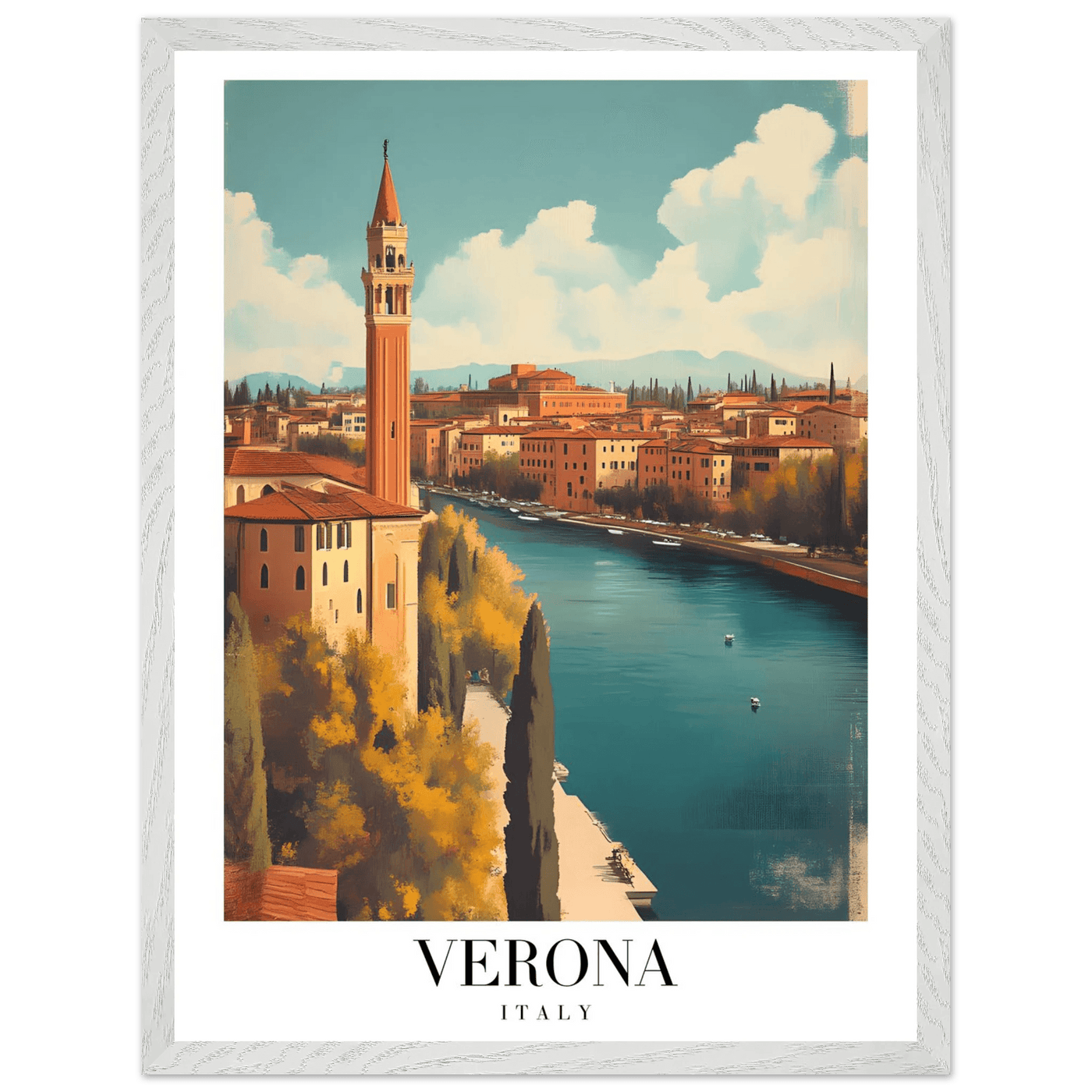 Verona Italy Framed Poster – Vintage Italian Travel Wall Art with Wooden Frame - Vibrantwalls