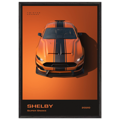 Shelby Super Snake 2020 "Twister Orange" Framed Poster | Modern Automotive Art, Ready-to-Hang Premium Quality 70x100 cm 28x40″ Black frame Vibrantwalls