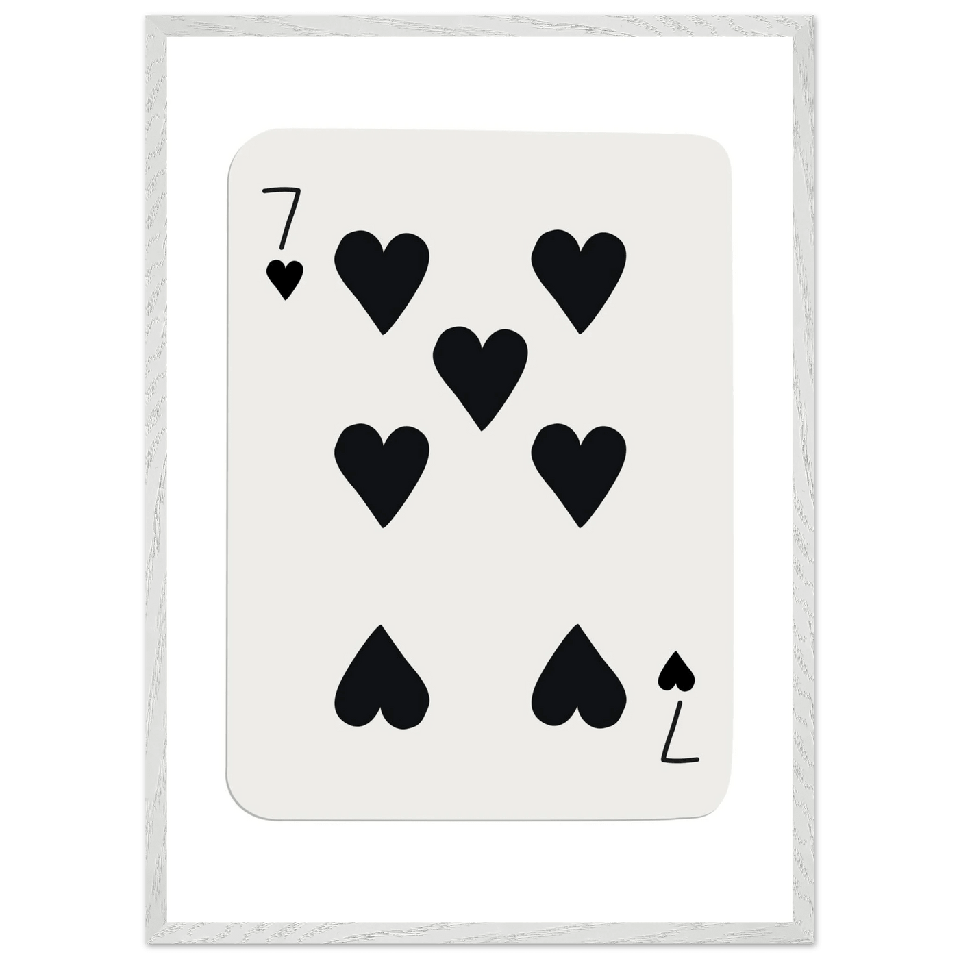 Seven of Hearts - Modern Poker Card Print Art - Eco-Friendly Wood Framed Poster, in your choice of elegant frames - Vibrantwalls