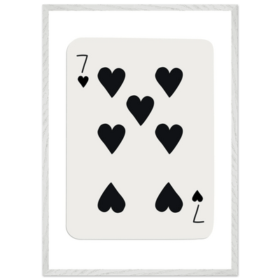 Seven of Hearts - Modern Poker Card Print Art - Eco-Friendly Wood Framed Poster, in your choice of elegant frames - Vibrantwalls
