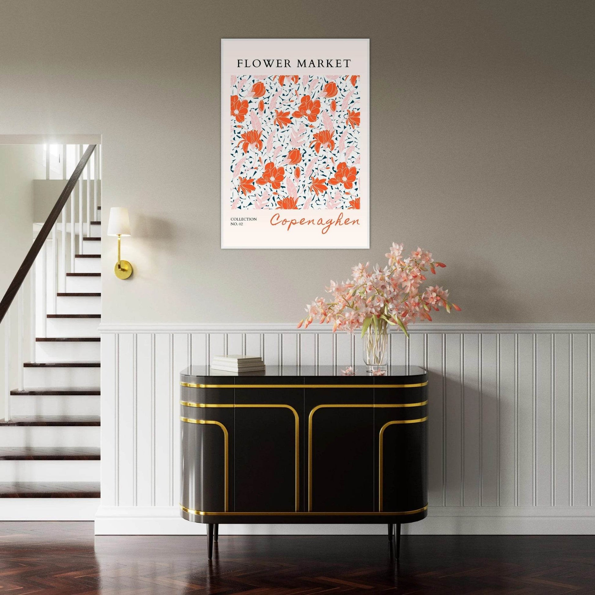Copenhagen Flower Market Framed Poster – Vibrant Floral Art Print in Coral & Pink | Ready-to-Hang Wall Decor - Vibrantwalls