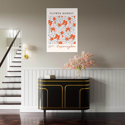 Copenhagen Flower Market Framed Poster – Vibrant Floral Art Print in Coral & Pink | Ready-to-Hang Wall Decor - Vibrantwalls