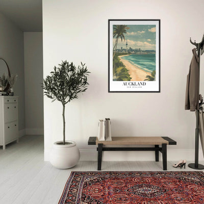 Auckland New Zealand Framed Poster – Vintage Coastal City Travel Wall Art with Wooden Frame Options - Vibrantwalls
