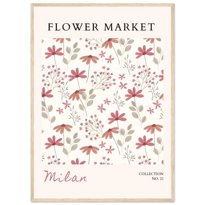 Milan Flower Market Framed Poster – Blush & Sage Floral Art Print | Ready-to-Hang Wall Decor - Vibrantwalls