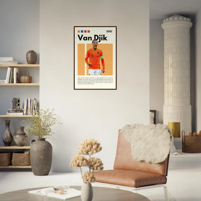 Virgil van Dijk Liverpool/Netherlands Football Framed Poster - Orange & Dynamic Sports Art Print Vibrantwalls