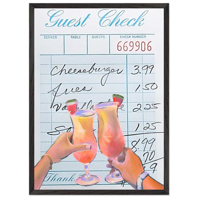 Retro Diner Cocktail "Guest Check" 50x70 cm 20x28″ Black frame Not assembled Vibrantwalls