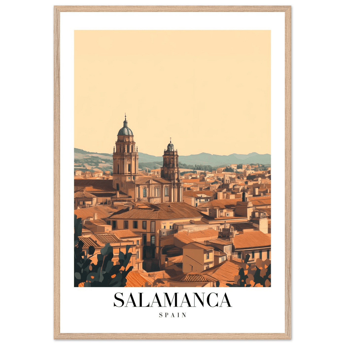 Salamanca Spain Framed Poster – Warm Hues Vintage Travel Wall Art with Wooden Frame - Vibrantwalls