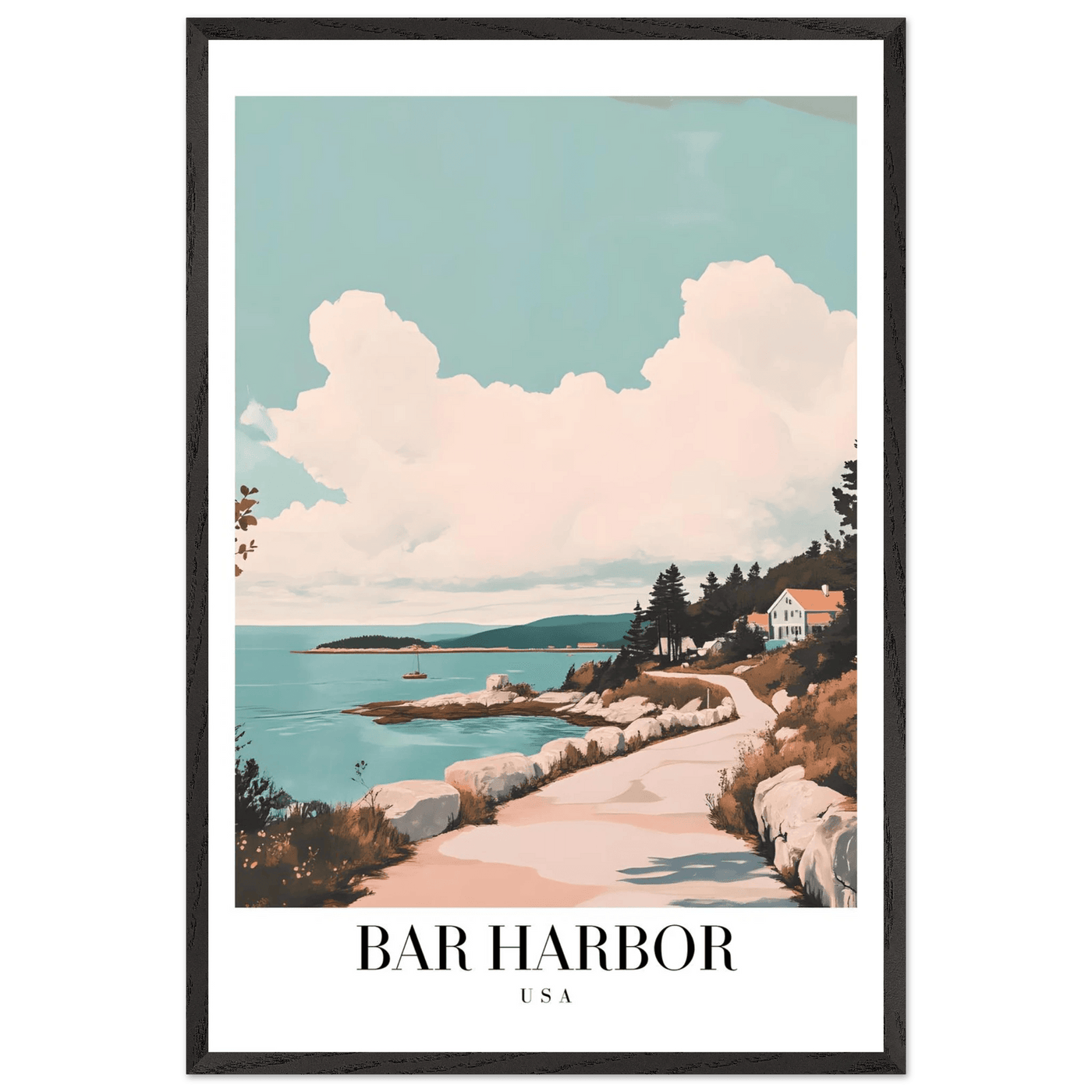 Bar Harbor Maine Framed Poster – Coastal Charm Wall Art with Wooden Frame - Vibrantwalls