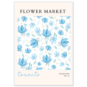 Toronto Flower Market Wall Art – Delicate Blue Floral & Gold Dot Prints | Framed & Ready-to-Hang - Vibrantwalls