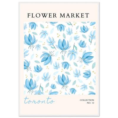 Toronto Flower Market Wall Art – Delicate Blue Floral & Gold Dot Prints | Framed & Ready-to-Hang - Vibrantwalls