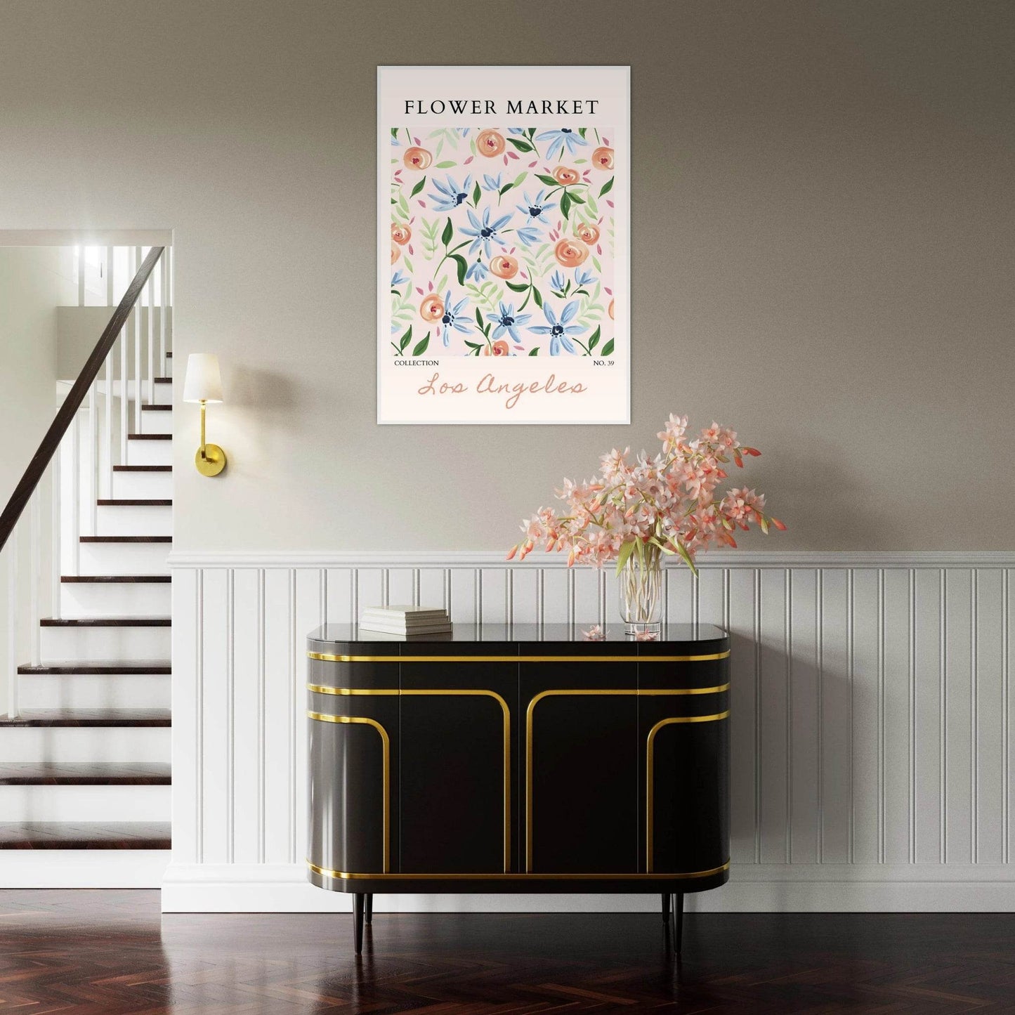 Abstract Floral Framed Poster – Pastel Blossom & Leaf Art Prints | Ready-to-Hang Wall Decor - Vibrantwalls