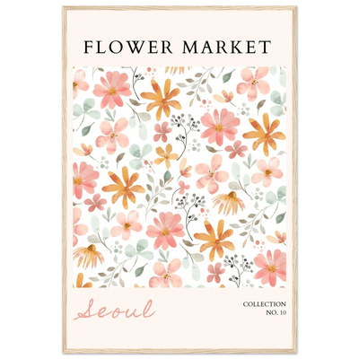 Seoul Flower Market Framed Poster – Delicate Watercolor Blooms & Botanical Art Print | Ready-to-Hang - Vibrantwalls