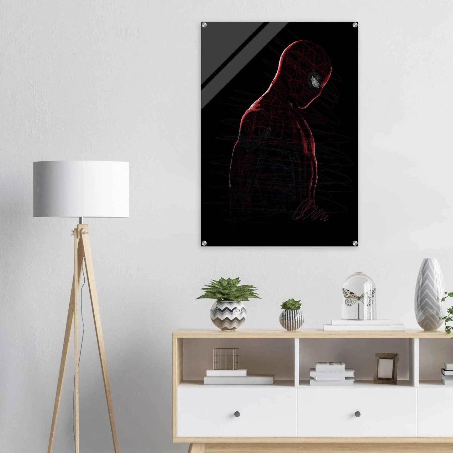 Abstract Spider-Man Acrylic Print – Dynamic, Modern, Scribble Art Wall Decor in Various Sizes - Vibrantwalls