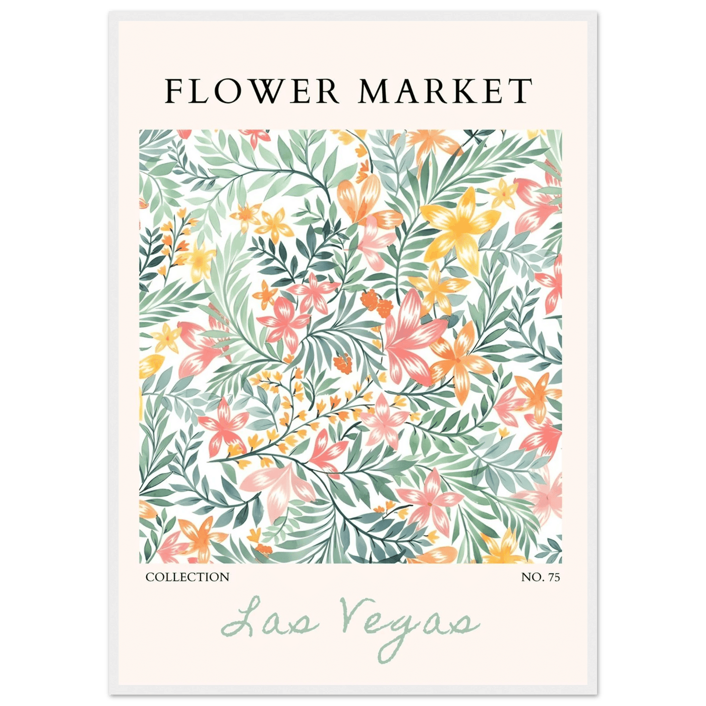 Flower Market Collection Framed Poster – Las Vegas Botanical Bliss Print | Ready-to-Hang Floral Art - Vibrantwalls