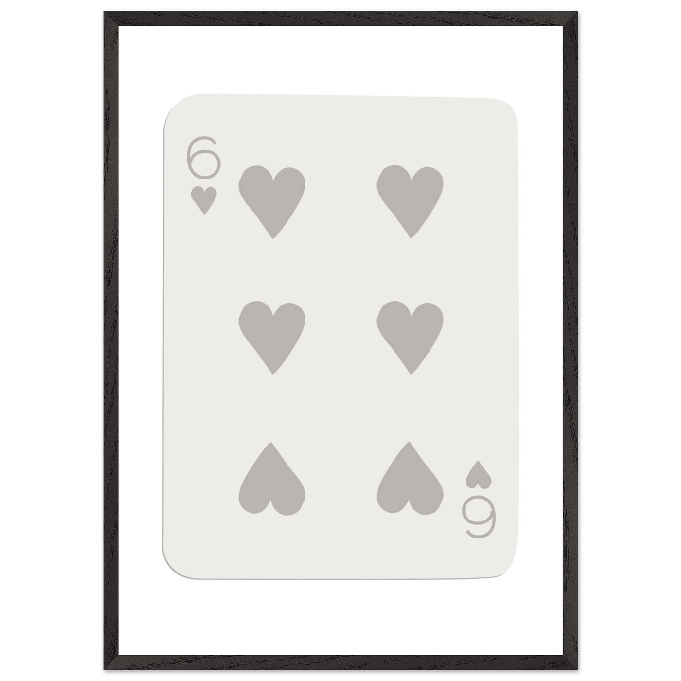 Minimalist Six of Hearts Card Print - Framed Poster Art with Eco-Friendly Wood Frame - Perfect for Modern Decor - Vibrantwalls