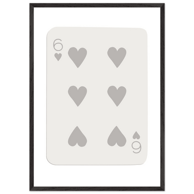 Minimalist Six of Hearts Card Print - Framed Poster Art with Eco-Friendly Wood Frame - Perfect for Modern Decor - Vibrantwalls