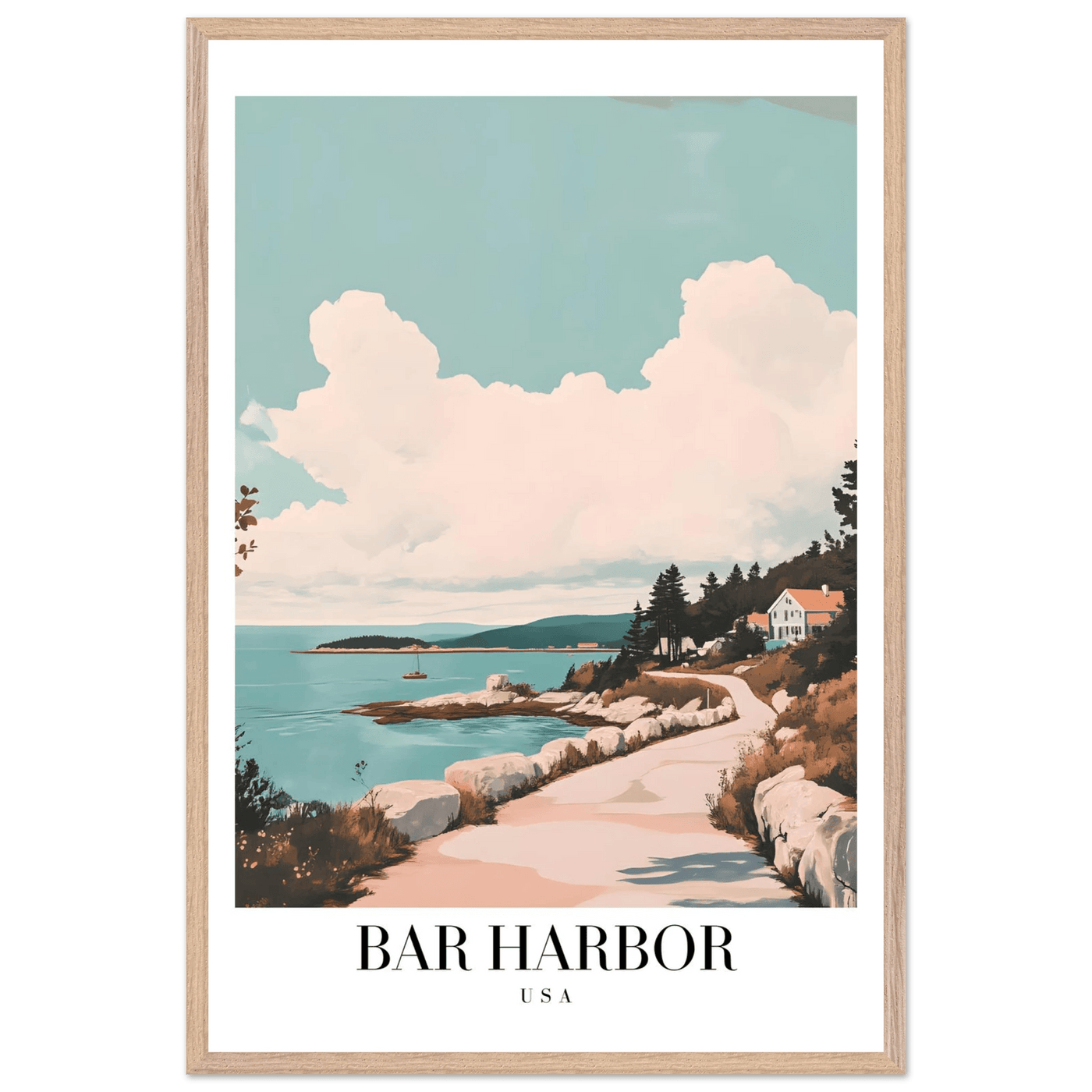 Bar Harbor Maine Framed Poster – Coastal Charm Wall Art with Wooden Frame - Vibrantwalls