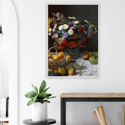 Still Life Wall Art Print of Flowers and Fruit for Elegant Home Decor - Vibrantwalls