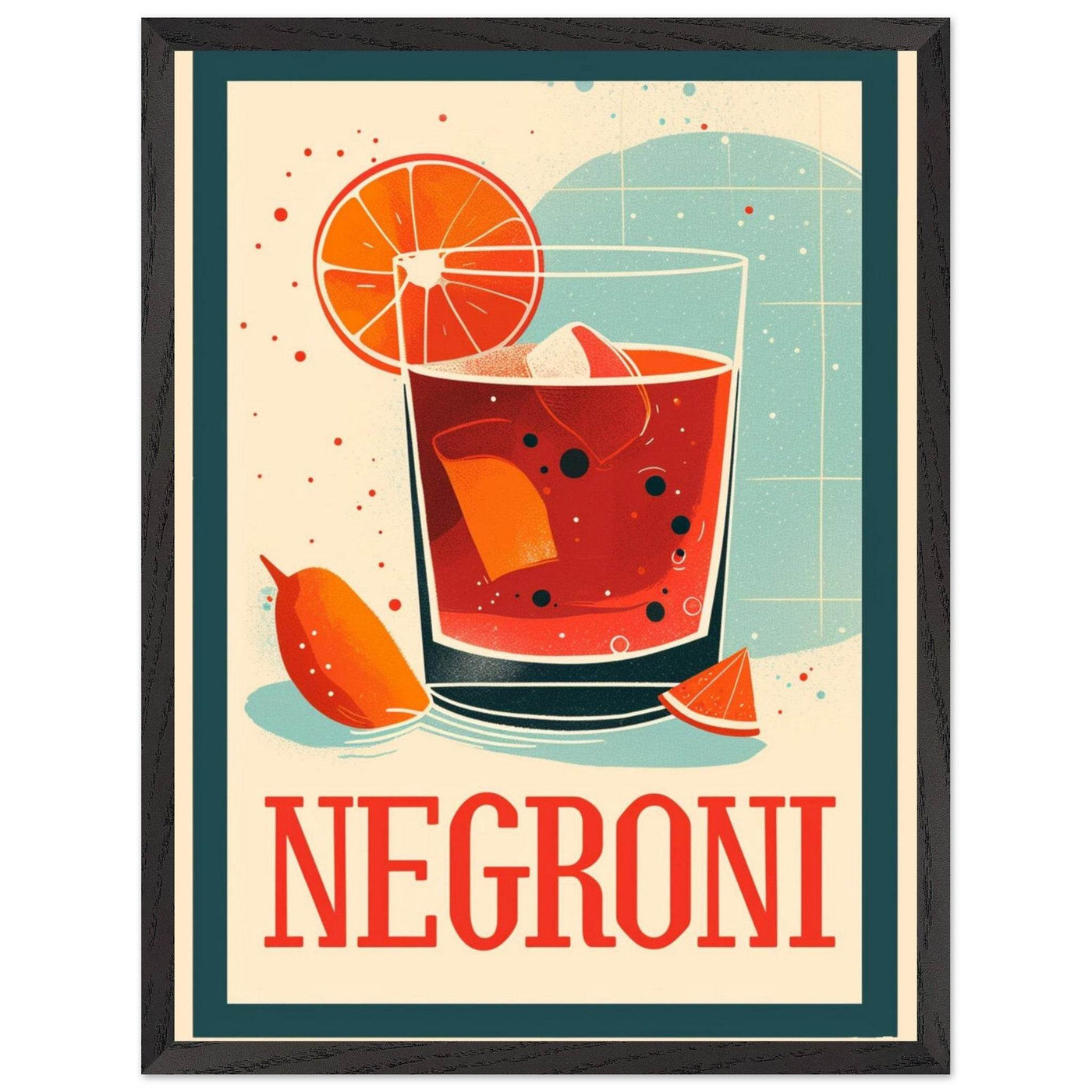 Retro Negroni Cocktail Recipe Art Print - Vibrantwalls