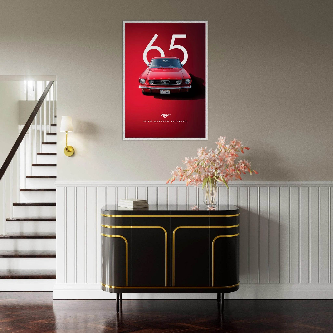 Iconic '65 Ford Mustang Fastback Framed Poster | Timeless Automotive Art, Ready-to-Hang in Your Style - Vibrantwalls