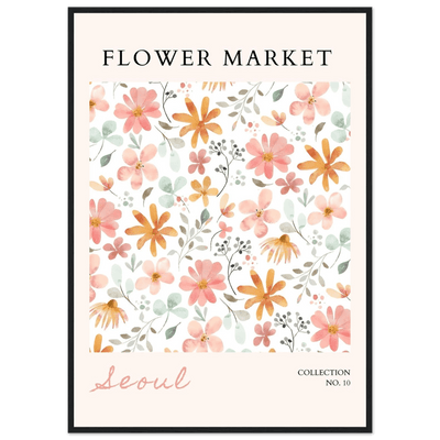 Seoul Flower Market Framed Poster – Delicate Watercolor Blooms & Botanical Art Print | Ready-to-Hang - Vibrantwalls