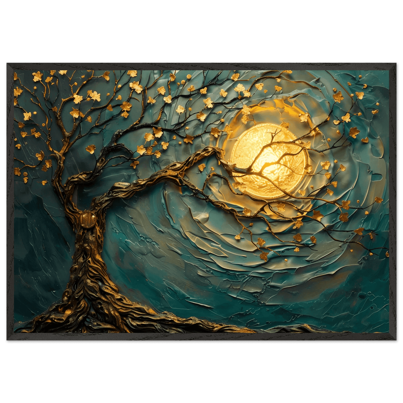 Teal Gold Tree of Life Pendant - Elegance in Nature's Design - Vibrantwalls