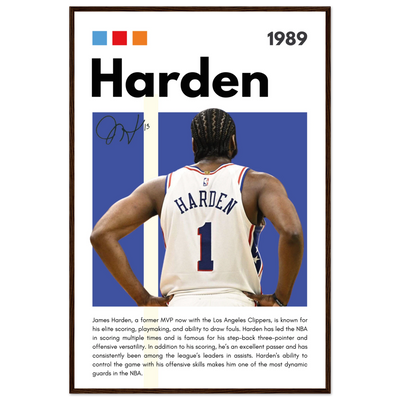 James Harden The Beard Clippers Framed Poster 60x90 cm 24x36″ Dark wood frame Vibrantwalls