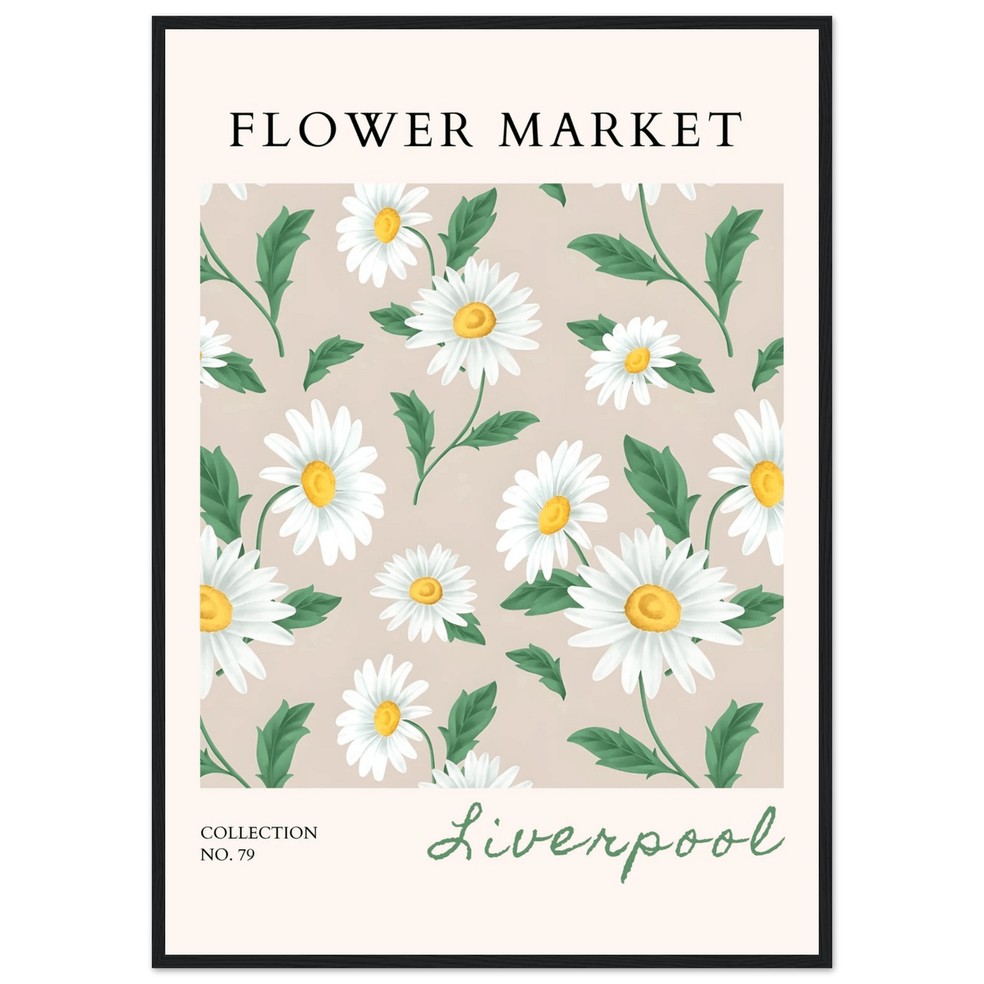 Charming Daisy Field Framed Poster – Botanical 'Flower Market' Art Print | Ready-to-Hang in Your Choice of Frame - Vibrantwalls