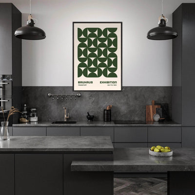 Bauhaus Forest Green & Cream Modern - Vibrantwalls
