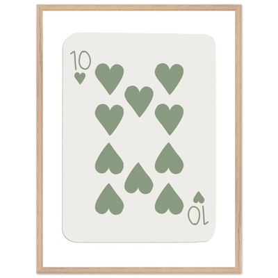 Minimalist Ten of Hearts Poker Card Print - Mounted & Framed Wall Art, Eco-Friendly Wood Frame in Your Choice of Finish - Vibrantwalls