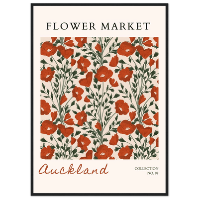 Auckland Flower Market Framed Poster – Vibrant Poppy Art Print | Ready-to-Hang Floral Decor - Vibrantwalls