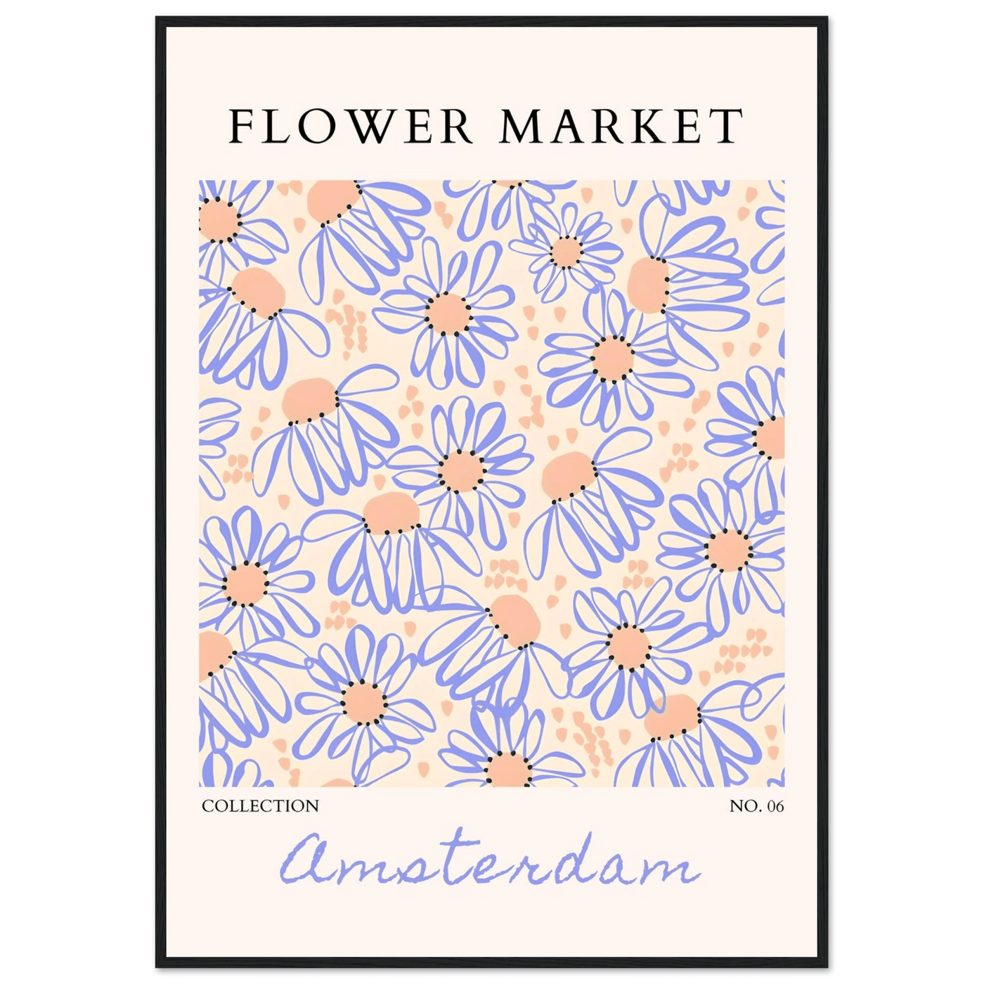 Abstract Floral Market Framed Poster – Whimsical Amsterdam Daisy Art Prints | Ready-to-Hang in Various Sizes - Vibrantwalls