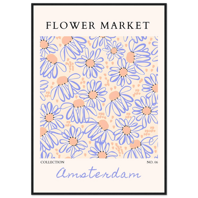 Abstract Floral Market Framed Poster – Whimsical Amsterdam Daisy Art Prints | Ready-to-Hang in Various Sizes - Vibrantwalls
