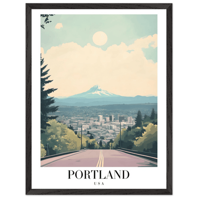 Portland Oregon Framed Poster – Mid-Century Modern Travel Art with Your Choice of Frame - Vibrantwalls