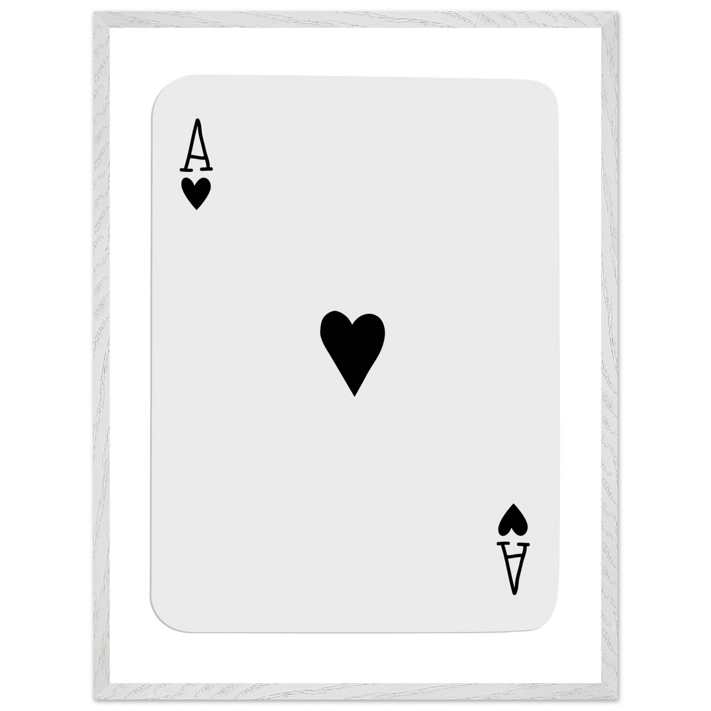 Ace of Hearts Minimalist Poker Card Art - Eco-Friendly Mounted Framed Poster, Choice of Frame Finish & Size - Vibrantwalls