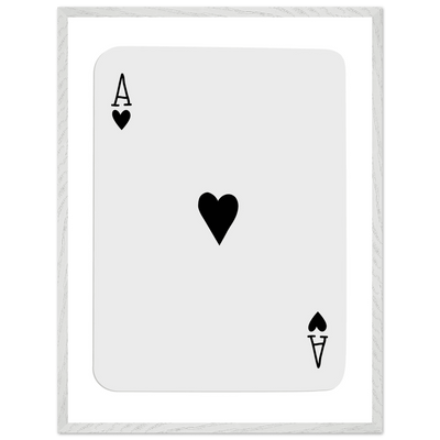 Ace of Hearts Minimalist Poker Card Art - Eco-Friendly Mounted Framed Poster, Choice of Frame Finish & Size - Vibrantwalls