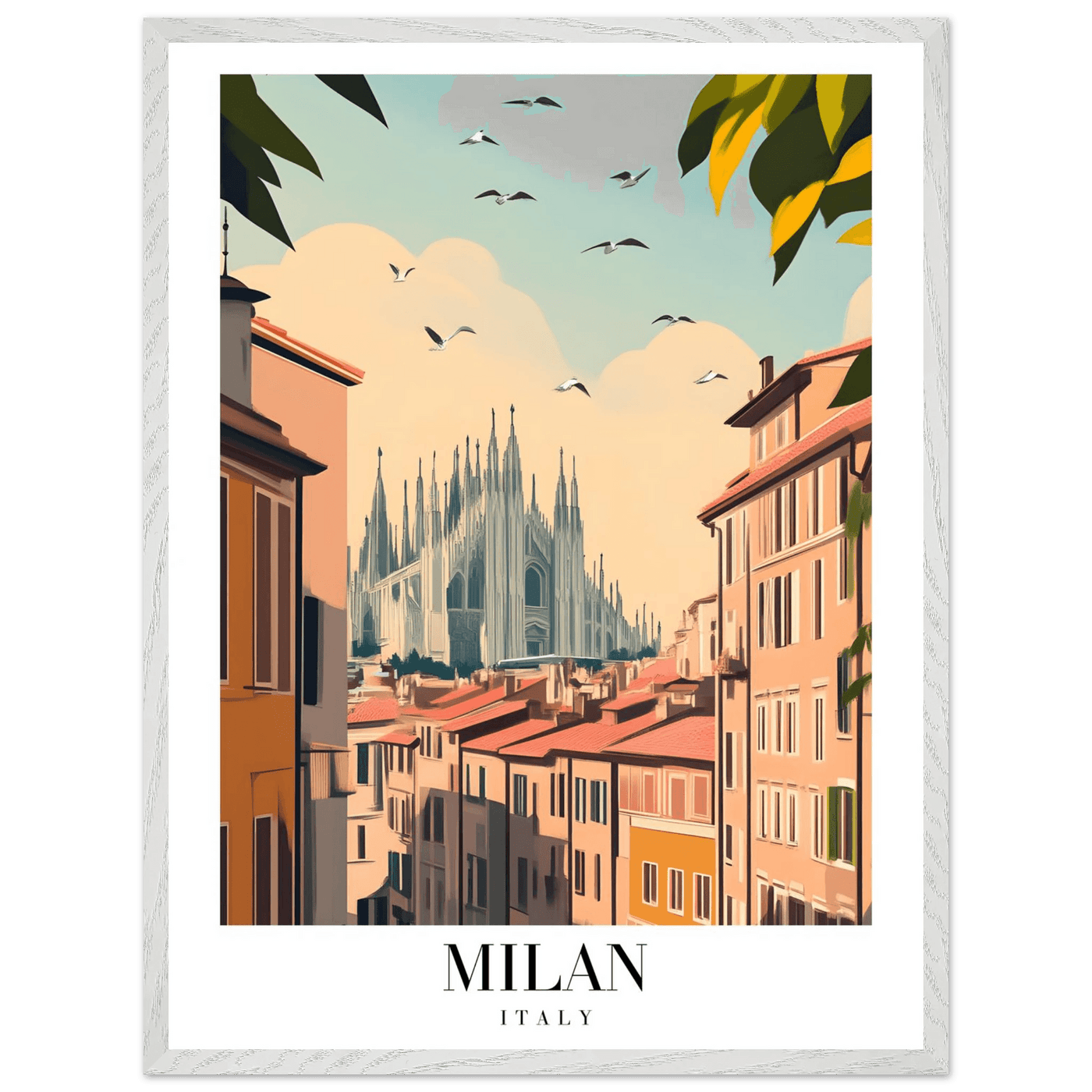 Milan Italy Framed Poster – Vintage Travel Wall Art with Duomo View & Wooden Frame - Vibrantwalls