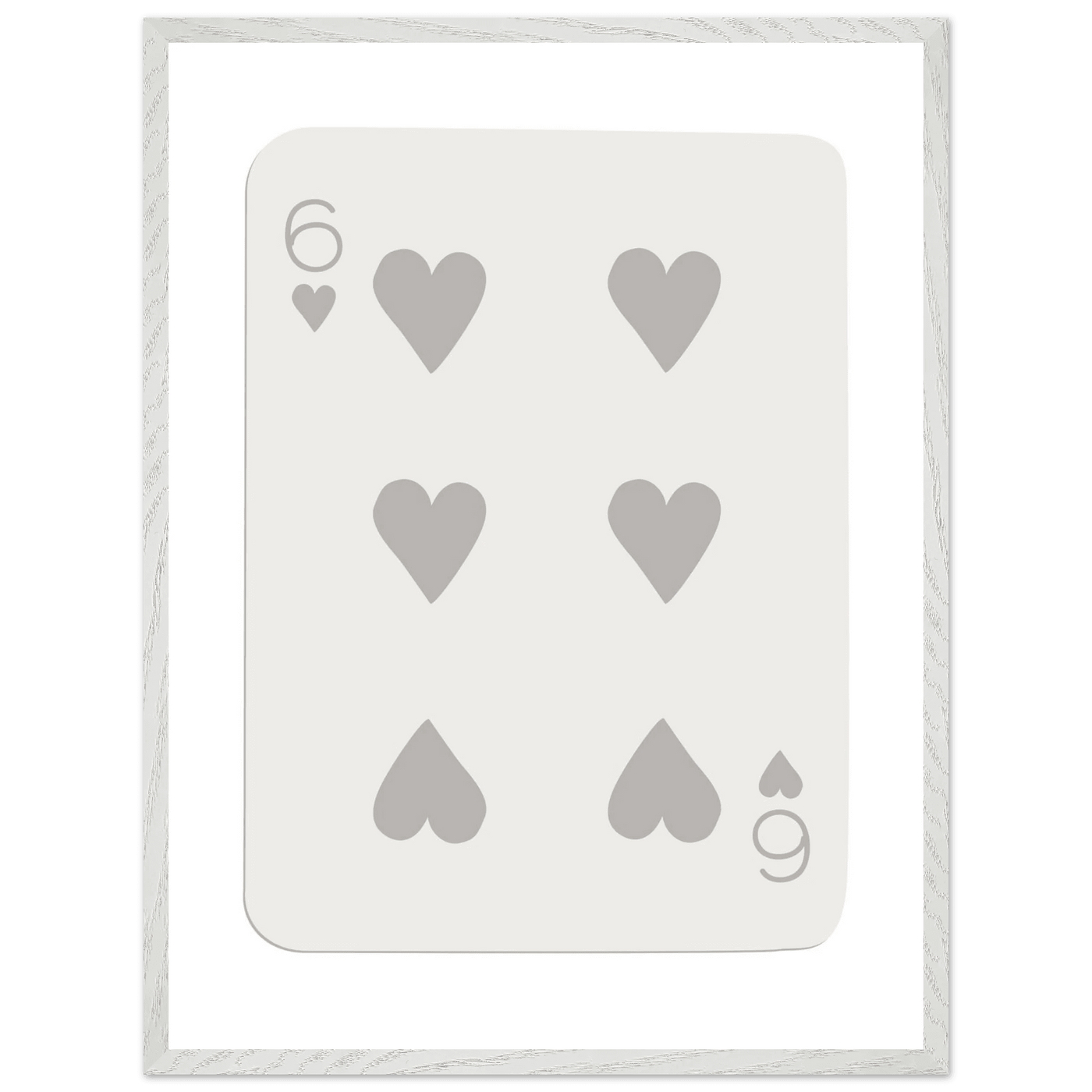 Minimalist Six of Hearts Card Print - Framed Poster Art with Eco-Friendly Wood Frame - Perfect for Modern Decor - Vibrantwalls