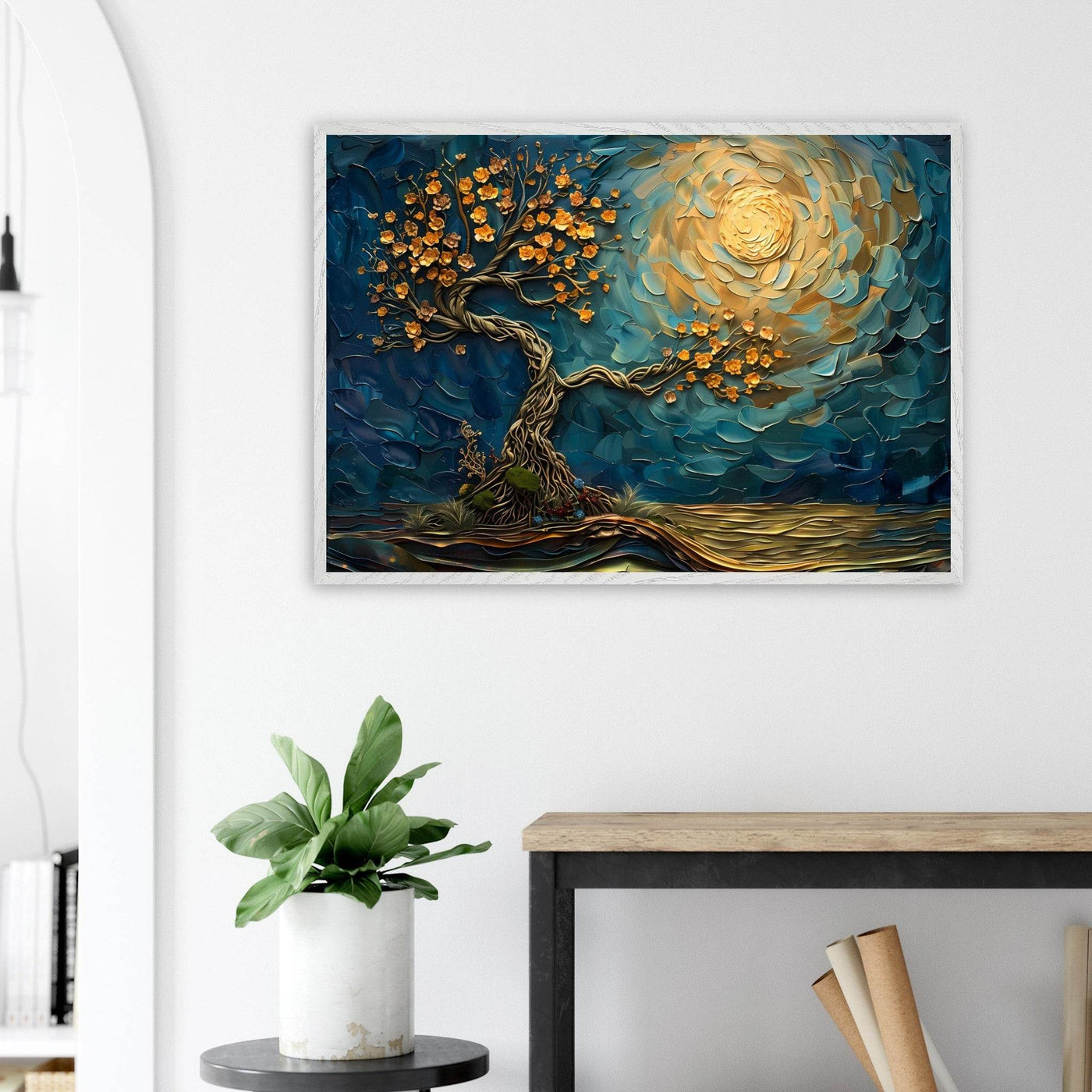 Tree of Life Jewelry - Golden Blooms & Midnight Sky Design - Vibrantwalls