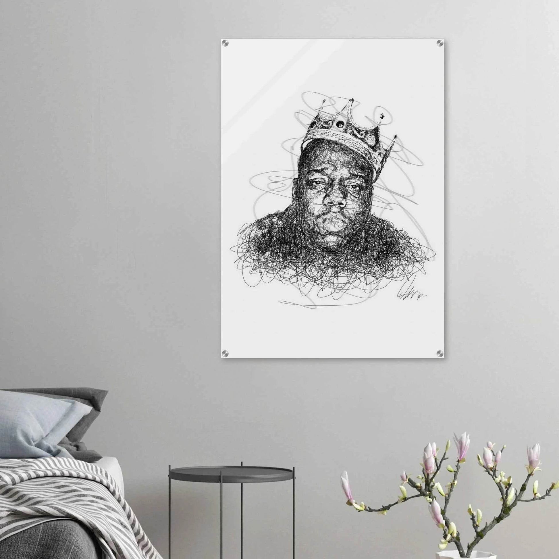 Notorious B.I.G. Scribble Art Acrylic Print – Iconic, Modern, Durable Wall Decor for Any Space - Vibrantwalls