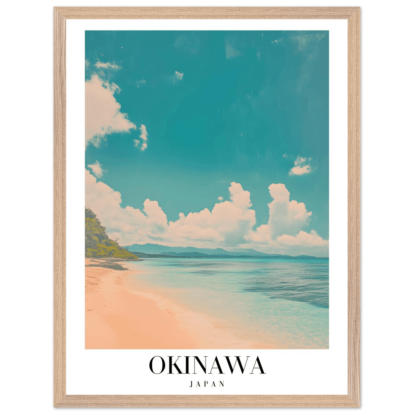 Okinawa Japan Framed Poster – Vintage Beach Travel Wall Art with Wooden Frame - Vibrantwalls